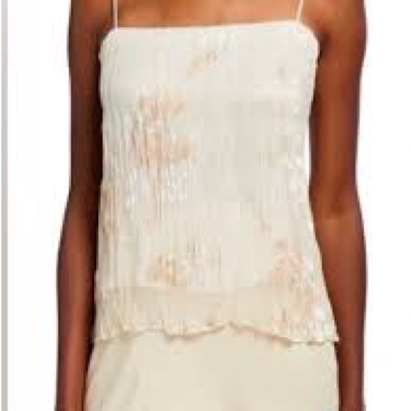 Vince Burnout Cream Pleated Camisole Top - Picture 4 of 14